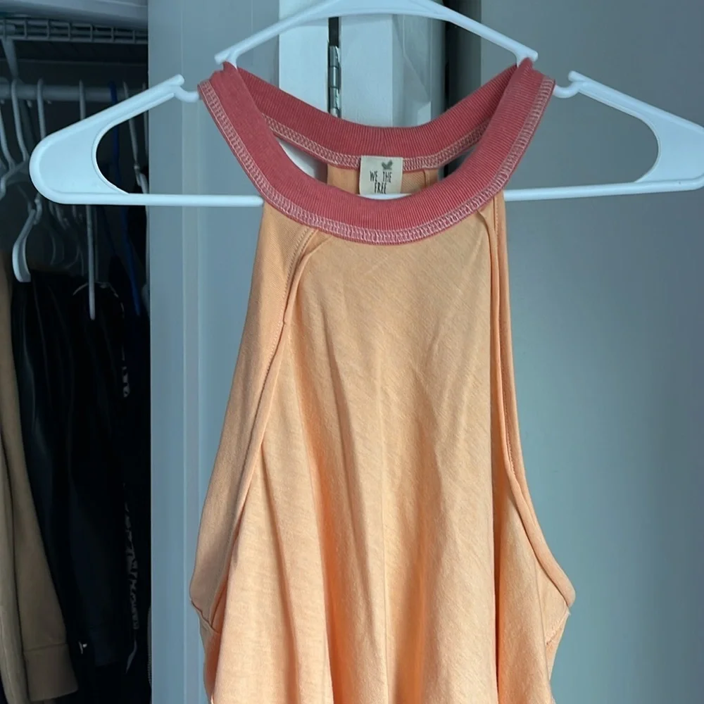 Free People Orange & Pink Flowy Tank, NWOT